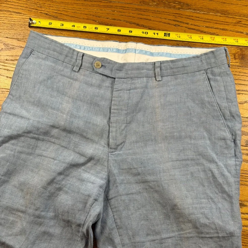 Joseph Abboud 100% Linen Pants Mens 36x32 Light Blue Flat Front Wedding Beach